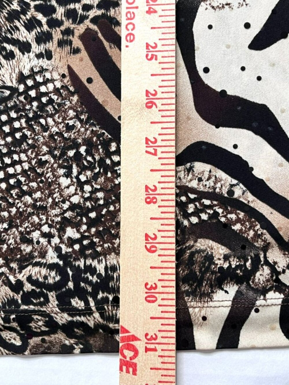 Susan Graver Blouse Top 3X Brown Black Animal Print Sequins 3/4 Sleeve Mock Neck - Picture 6 of 9